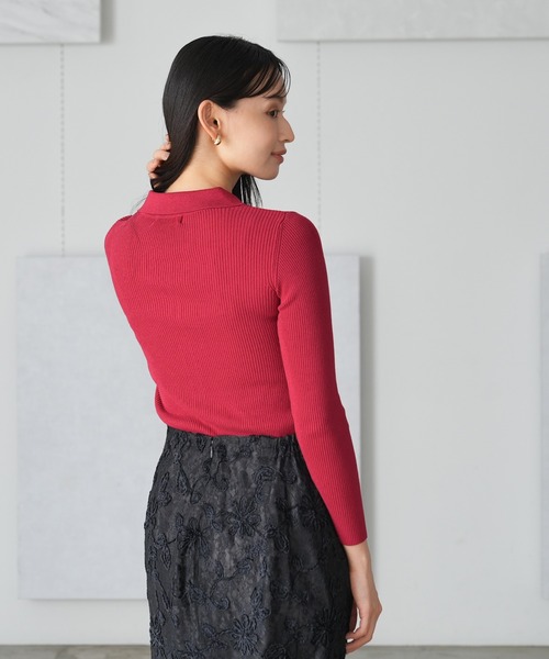 TRUDEA（トルディア）の「スキッパーポロリブニット（ニット/セーター・レディース・ネイビー/レッド/ブラック/チャコールグレー・MEDIUM/LARGE）」の11枚目の写真