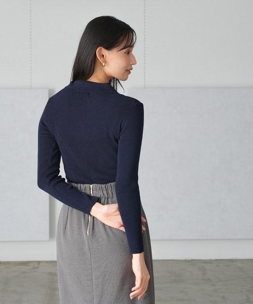 TRUDEA（トルディア）の「スキッパーポロリブニット（ニット/セーター・レディース・ネイビー/レッド/ブラック/チャコールグレー・MEDIUM/LARGE）」の17枚目の写真