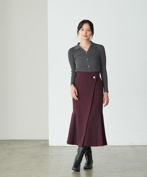 TRUDEA（トルディア）の「スキッパーポロリブニット（ニット/セーター・レディース・ネイビー/レッド/ブラック/チャコールグレー・MEDIUM/LARGE）」の6枚目の写真