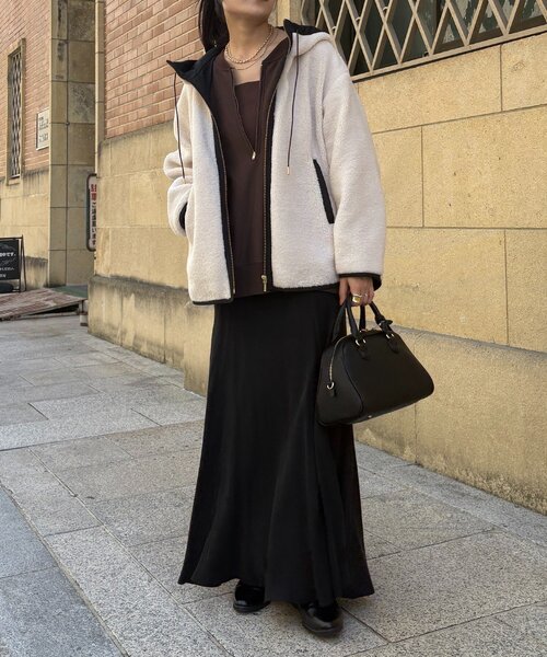 ボア配色フーディーコート（その他アウター）｜DouDou（ドゥドゥ）の