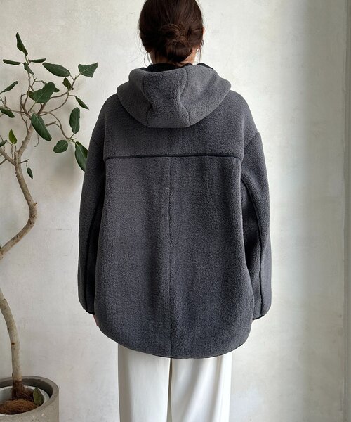 ボア配色フーディーコート（その他アウター）｜DouDou（ドゥドゥ）の