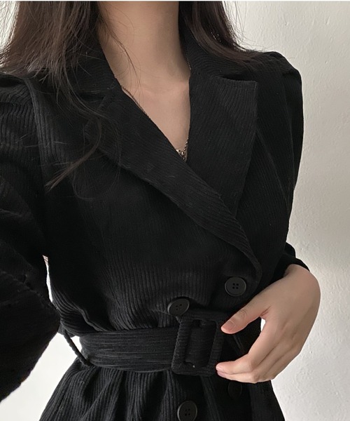 FREE STYLISTS(フリー スタイリスト)の「YUGA_YGMC Corduroy double button dress(ワンピース・レディース・ブラウン/ブラック・FREE)」の3枚目の写真