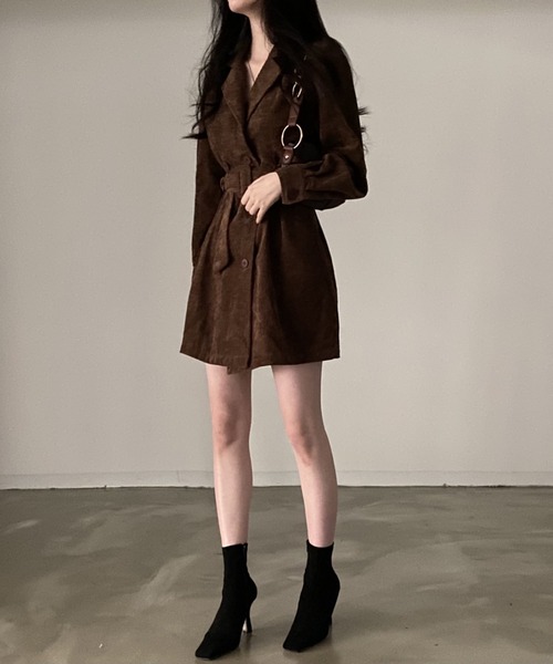 FREE STYLISTS(フリー スタイリスト)の「YUGA_YGMC Corduroy double button dress(ワンピース・レディース・ブラウン/ブラック・FREE)」の11枚目の写真