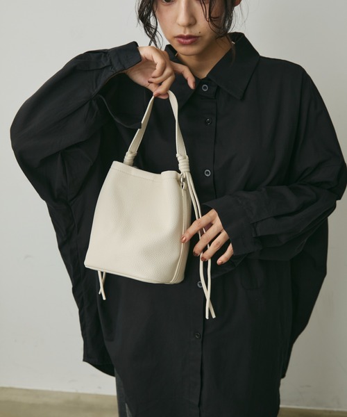 2wayサイドフリンジミニバッグ/ポーチ&ショルダー紐付き（ハンドバッグ