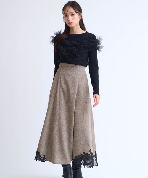 セール】カットワーク刺繍ツイードスカート（スカート）｜NOELA