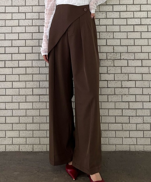 Ampirula(アンピルーラ)の「ラップ風パンツ パンツ レディース 冬 秋 ハイウエスト(その他パンツ・レディース・ネイビー/ブラウン/ブラック・S/M)」の2枚目の写真