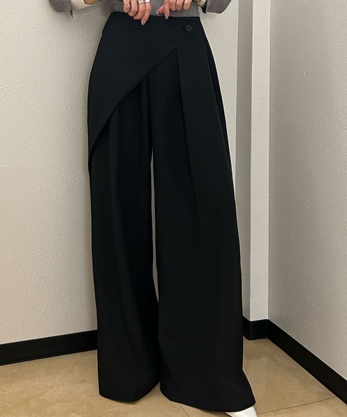 Ampirula(アンピルーラ)の「ラップ風パンツ パンツ レディース 冬 秋 ハイウエスト(その他パンツ・レディース・ネイビー/ブラウン/ブラック・S/M)」の1枚目の写真