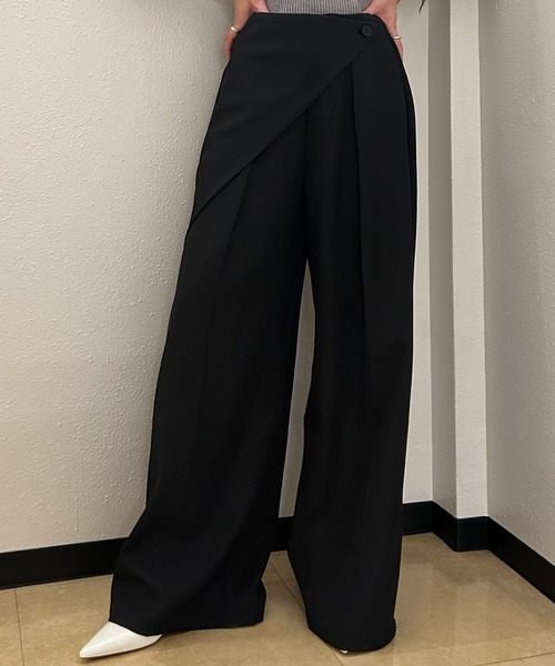 Ampirula(アンピルーラ)の「ラップ風パンツ パンツ レディース 冬 秋 ハイウエスト(その他パンツ・レディース・ネイビー/ブラウン/ブラック・S/M)」の5枚目の写真