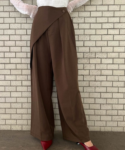 Ampirula(アンピルーラ)の「ラップ風パンツ パンツ レディース 冬 秋 ハイウエスト(その他パンツ・レディース・ネイビー/ブラウン/ブラック・S/M)」の8枚目の写真