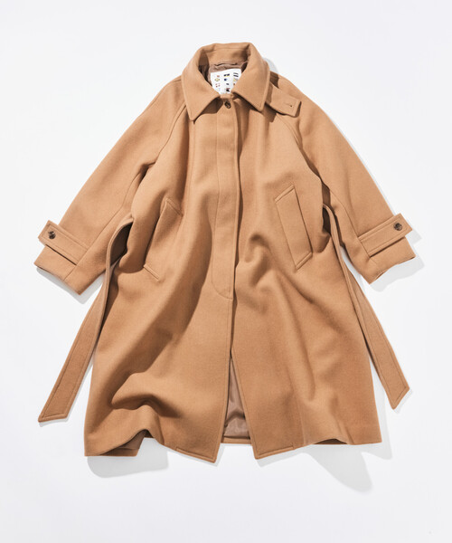 icB　ロングコート　レディース　6　ステンカラー　キャメル　ベルテッド セール】NAUTICA/ノーティカ ロング丈 ベルテッド ウールステンカラー