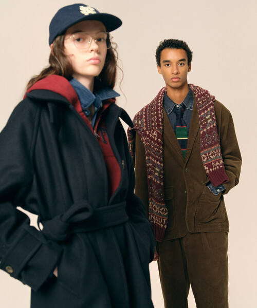 セール】NAUTICA/ノーティカ ロング丈 ベルテッド ウールステンカラー