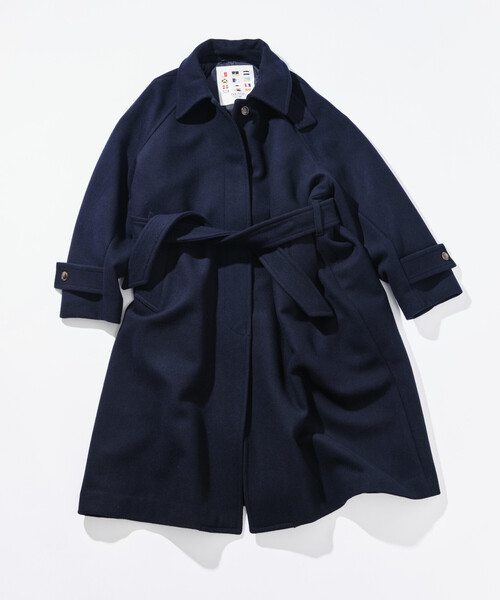 NAUTICA/ノーティカ ロング丈 ベルテッド ウールステンカラーコート
