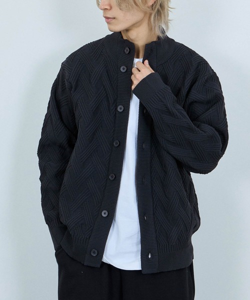 NAVY（ネイビー）の「NAVY リンクススタンドネックカーディガン【手洗い可能】（カーディガン/ボレロ・メンズ・ブラック/ネイビー/グレー・XL/L/M/S）」の3枚目の写真