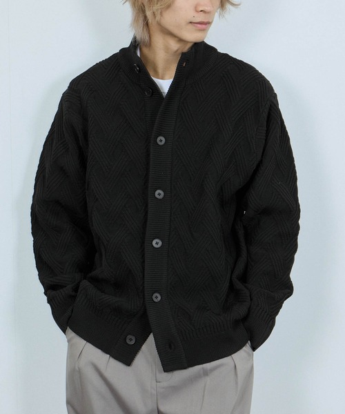 NAVY（ネイビー）の「NAVY リンクススタンドネックカーディガン【手洗い可能】（カーディガン/ボレロ・メンズ・ブラック/ネイビー/グレー・XL/L/M/S）」の2枚目の写真