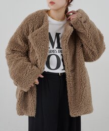 SHENERY | ノーカラーボアコート(その他アウター)