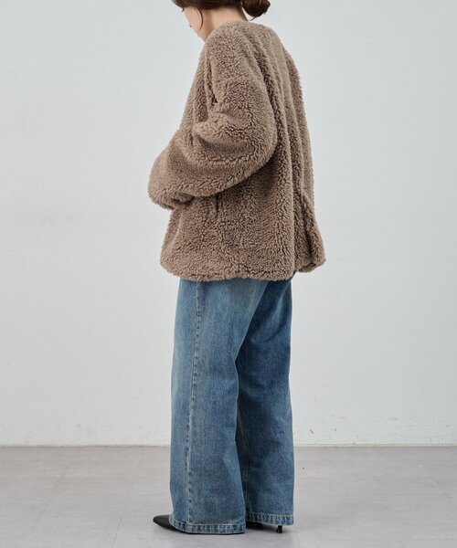 SHENERY（シーナリー）の「ノーカラーボアコート（その他アウター・レディース・モカ/ホワイト・FREE）」の8枚目の写真