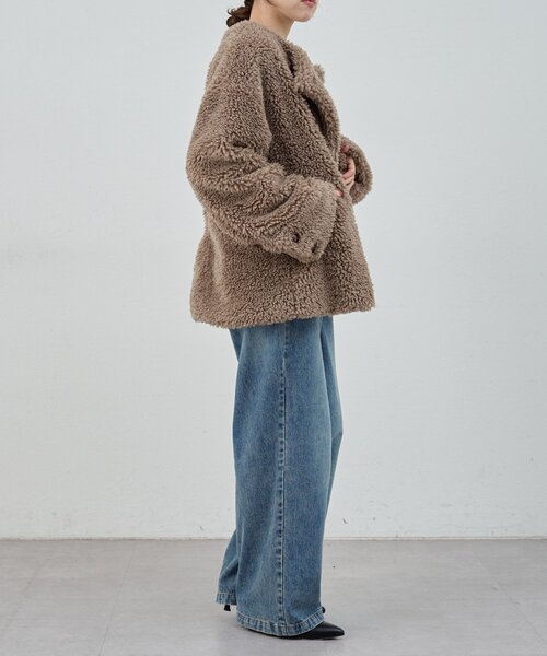 SHENERY（シーナリー）の「ノーカラーボアコート（その他アウター・レディース・モカ/ホワイト・FREE）」の10枚目の写真