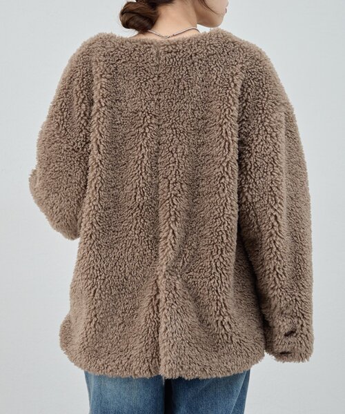 SHENERY（シーナリー）の「ノーカラーボアコート（その他アウター・レディース・モカ/ホワイト・FREE）」の15枚目の写真