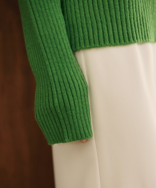 LAULEN（ローレン）の「wave buttton collared rib knit cardigan /襟付きワイドリブニットカーディガン（カーディガン/ボレロ・レディース・グリーン/アイボリー/ブルー・FREE）」の18枚目の写真