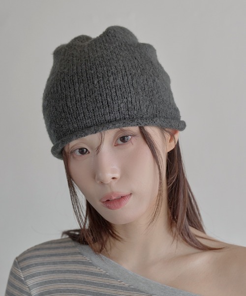 UNE MANSION（ユヌマンション）の「ルーズニットバックシャーリングビーニー（ニットキャップ/ビーニー・レディース・ブラック/モカ/チャコールグレー/ベージュ・ONESIZE）」の16枚目の写真