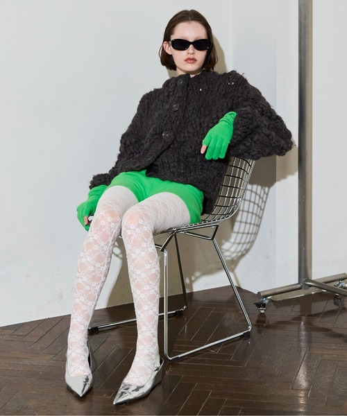 MAISON SPECIAL（メゾンスペシャル）の「Hand Slub Knit Cardigan / ハンドスラブニットカーディガン（カーディガン/ボレロ・レディース・チャコールグレー/ライム/ホワイト・FREE）」の15枚目の写真