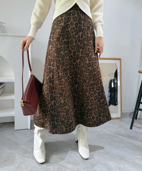 セール】Aラインレオパードマキシスカート（スカート）｜Jewelobe