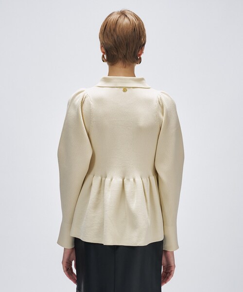 cloenc（クロエンス）の「【マシンウォッシュ】ペプラムニットプルオーバー（ニット/セーター・レディース・ブラック/オフホワイト/ライトイエロー系・02）」の7枚目の写真