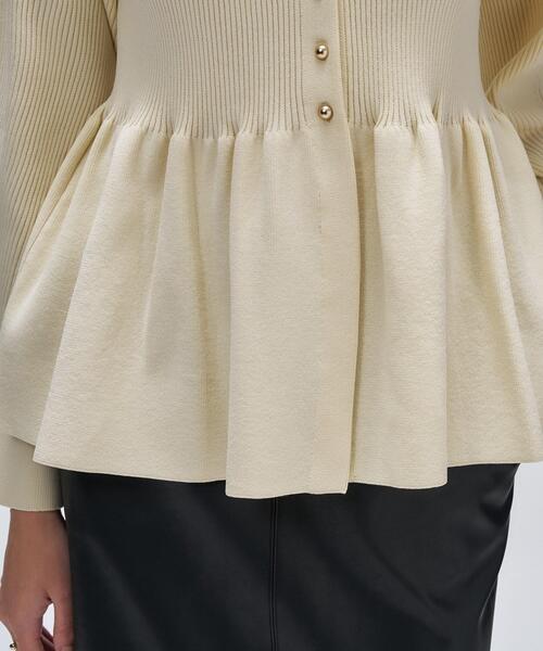 cloenc（クロエンス）の「【マシンウォッシュ】ペプラムニットプルオーバー（ニット/セーター・レディース・ブラック/オフホワイト/ライトイエロー系・02）」の11枚目の写真