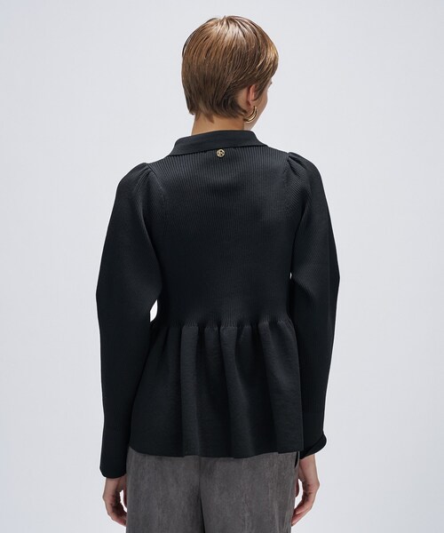 cloenc（クロエンス）の「【マシンウォッシュ】ペプラムニットプルオーバー（ニット/セーター・レディース・ブラック/オフホワイト/ライトイエロー系・02）」の16枚目の写真