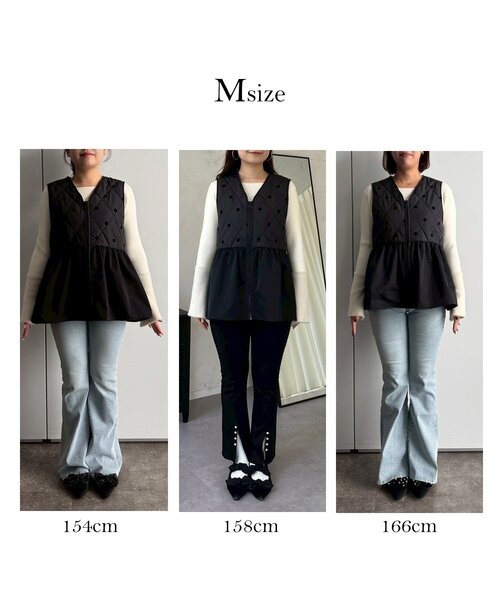 prose verse（プロズヴェール）の「フロッキードットキルティングペプラムベスト（ベスト・レディース・ブラック系その他・LARGE/MEDIUM）」の2枚目の写真