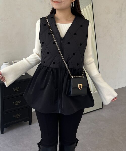 prose verse（プロズヴェール）の「フロッキードットキルティングペプラムベスト（ベスト・レディース・ブラック系その他・LARGE/MEDIUM）」の6枚目の写真