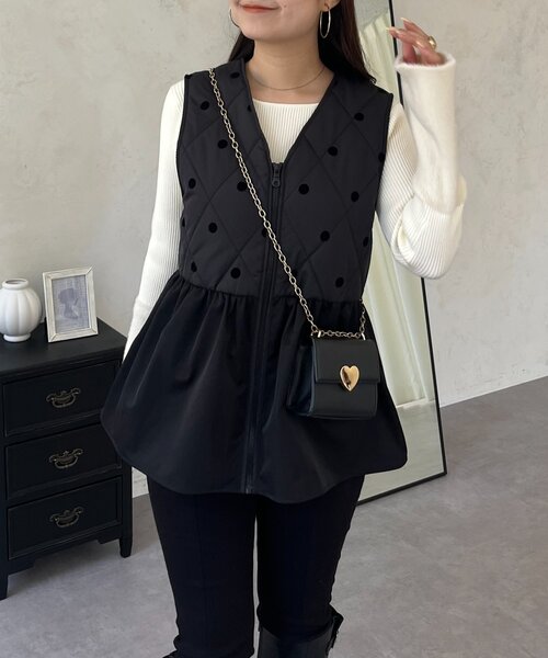 prose verse（プロズヴェール）の「フロッキードットキルティングペプラムベスト（ベスト・レディース・ブラック系その他・LARGE/MEDIUM）」の10枚目の写真