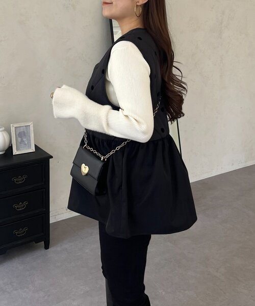 prose verse（プロズヴェール）の「フロッキードットキルティングペプラムベスト（ベスト・レディース・ブラック系その他・LARGE/MEDIUM）」の8枚目の写真