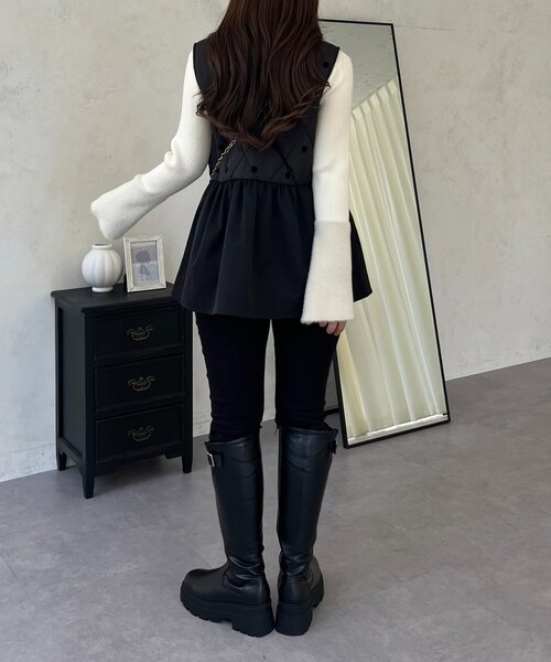 prose verse（プロズヴェール）の「フロッキードットキルティングペプラムベスト（ベスト・レディース・ブラック系その他・LARGE/MEDIUM）」の17枚目の写真