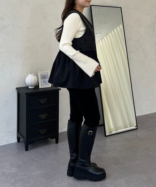 prose verse（プロズヴェール）の「フロッキードットキルティングペプラムベスト（ベスト・レディース・ブラック系その他・LARGE/MEDIUM）」の15枚目の写真