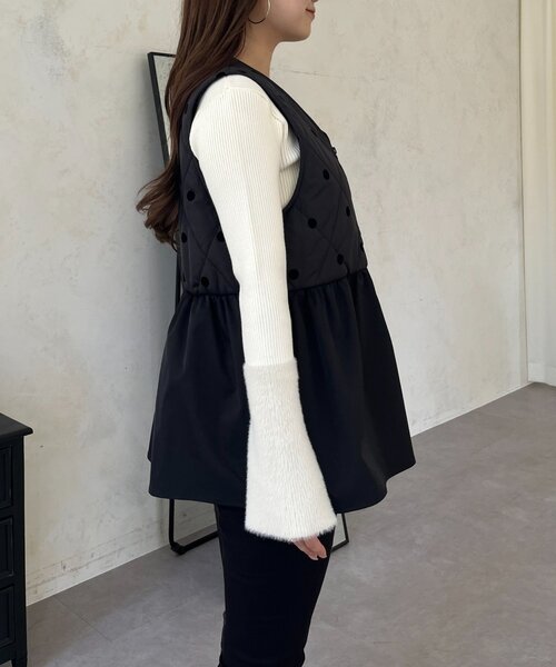 prose verse（プロズヴェール）の「フロッキードットキルティングペプラムベスト（ベスト・レディース・ブラック系その他・LARGE/MEDIUM）」の20枚目の写真