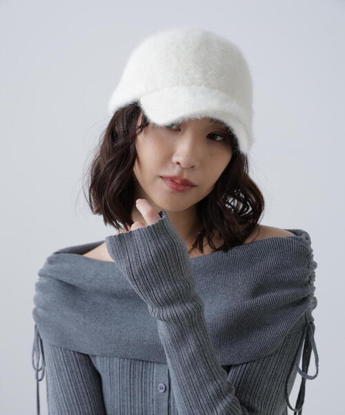 FREE'S MART（フリーズマート）の「シャギーキャップ（キャップ・レディース・ホワイト/グレー/ブラック・ﾌﾘ-）」の5枚目の写真