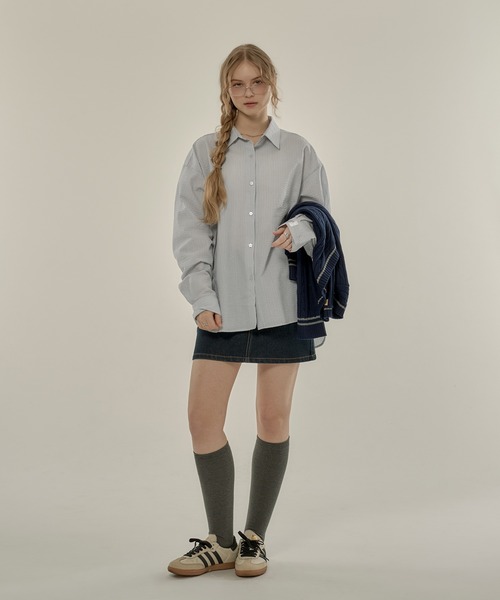 hazyl(ヘイジル)の「design button shirt / デザインボタンシャツ(シャツ/ブラウス・レディース・アイボリー/ブラウン系その他/ライトブルー・フリー)」の10枚目の写真