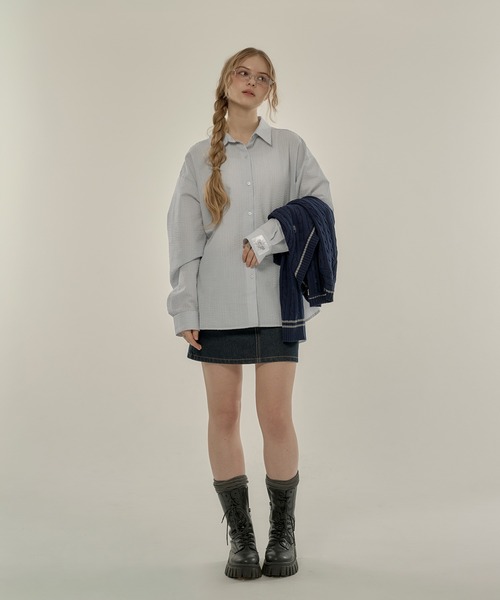 hazyl(ヘイジル)の「design button shirt / デザインボタンシャツ(シャツ/ブラウス・レディース・アイボリー/ブラウン系その他/ライトブルー・フリー)」の11枚目の写真