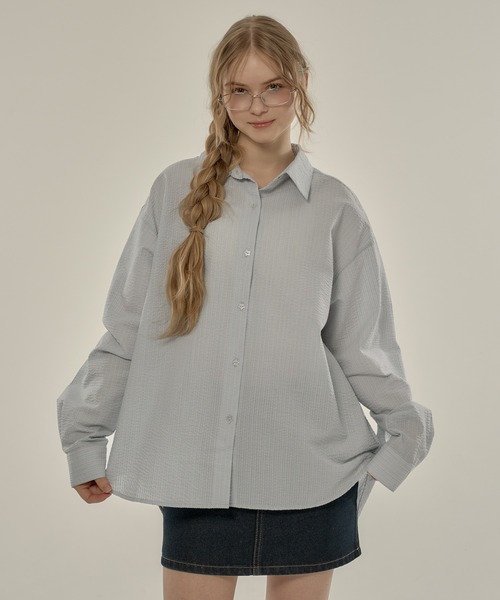 hazyl(ヘイジル)の「design button shirt / デザインボタンシャツ(シャツ/ブラウス・レディース・アイボリー/ブラウン系その他/ライトブルー・フリー)」の6枚目の写真