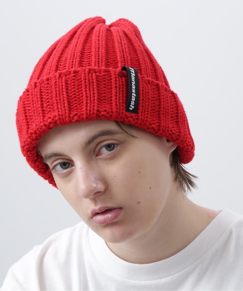 MANASTASH（マナスタッシュ）の「MANASTASH/マナスタッシュ/90'S LOGO BEANIE II/ロゴビーニー（ニットキャップ/ビーニー・メンズ・ブラック/イエロー/パープル/レッド系その他4/ブルー/オリーブ系/その他17・F）」の6枚目の写真