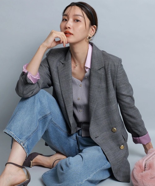 【2025AW 美品】ジャスグリッティー　チェックテイラードジャケット 2025AW 新品・未使用】ジャスグリッティー チェックテイラード