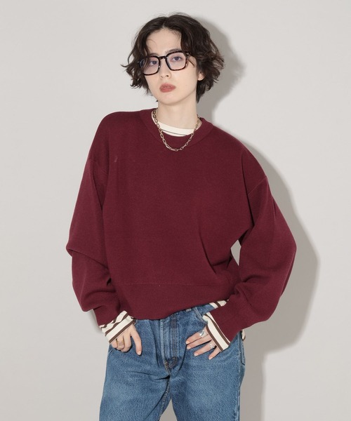 GEORGE'S(ジョージズ)の「スウェットライクニット(ニット/セーター・レディース・グレー/ネイビー/ピンク/ボルドー・SMALL/MEDIUM)」の4枚目の写真