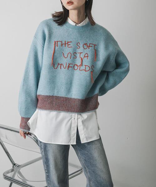 セール】ロゴシシュウバイカラーリブニット（ニット/セーター）｜SENSE