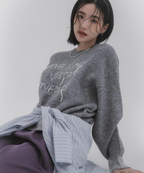SENSE OF PLACE by URBAN RESEARCH（センスオブプレイスバイアーバンリサーチ）の「ロゴシシュウバイカラーリブニット（ニット/セーター・レディース・ブルー/グレー/ベージュ・ONE）」の14枚目の写真