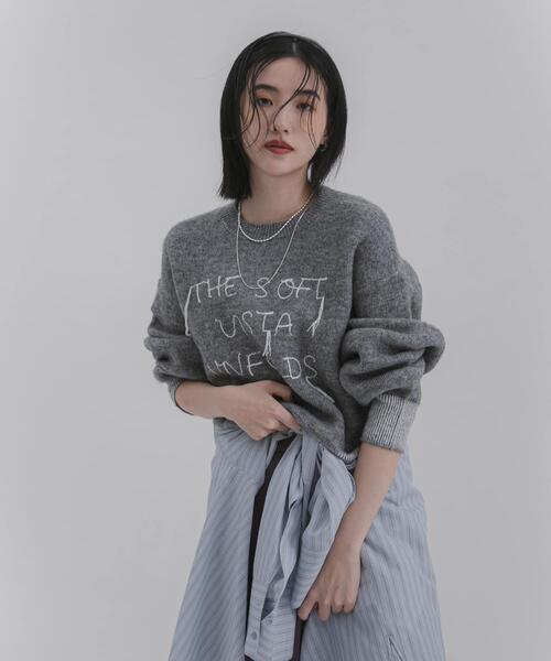 SENSE OF PLACE by URBAN RESEARCH（センスオブプレイスバイアーバンリサーチ）の「ロゴシシュウバイカラーリブニット（ニット/セーター・レディース・ブルー/グレー/ベージュ・ONE）」の15枚目の写真