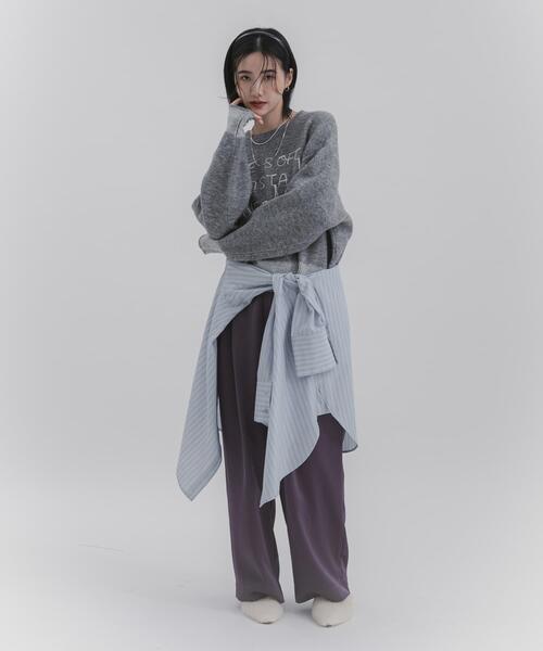 SENSE OF PLACE by URBAN RESEARCH（センスオブプレイスバイアーバンリサーチ）の「ロゴシシュウバイカラーリブニット（ニット/セーター・レディース・ブルー/グレー/ベージュ・ONE）」の17枚目の写真