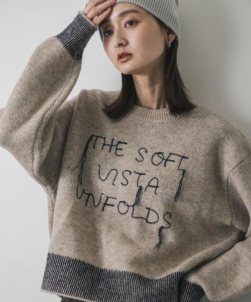 セール】ロゴシシュウバイカラーリブニット（ニット/セーター）｜SENSE