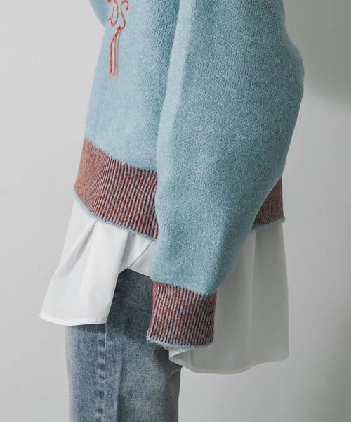 SENSE OF PLACE by URBAN RESEARCH（センスオブプレイスバイアーバンリサーチ）の「ロゴシシュウバイカラーリブニット（ニット/セーター・レディース・ブルー/グレー/ベージュ・ONE）」の5枚目の写真