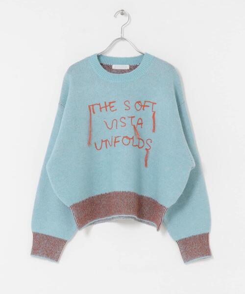 SENSE OF PLACE by URBAN RESEARCH（センスオブプレイスバイアーバンリサーチ）の「ロゴシシュウバイカラーリブニット（ニット/セーター・レディース・ブルー/グレー/ベージュ・ONE）」の11枚目の写真